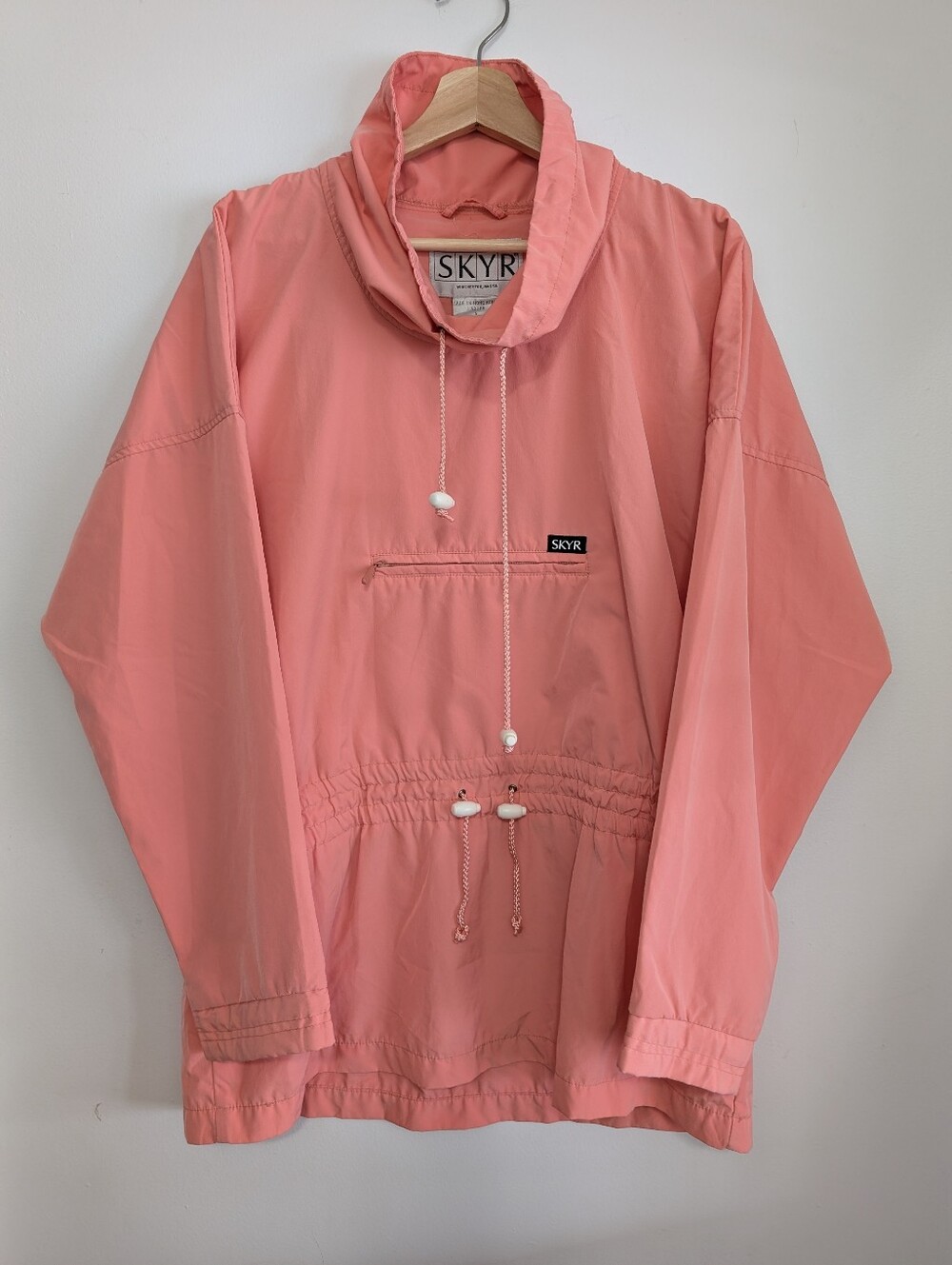 Vintage 90s Skyr Small Anorak Windbreaker Pullover Jacket Oversized Pink Coat